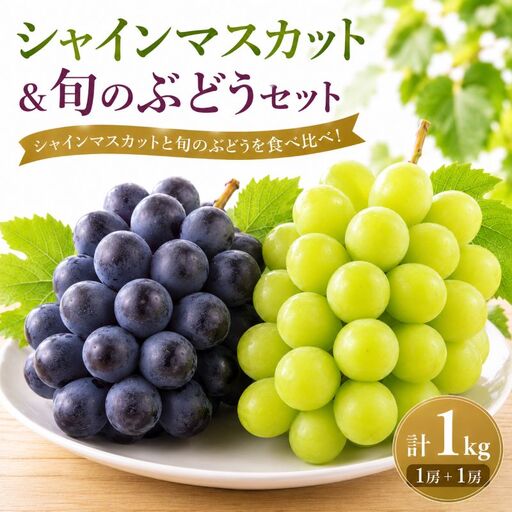 【ぶどうの2種セット】 シャインマスカット 旬のぶどう （各1房 計2房） 約1kg