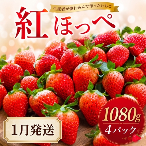 【2027年1月発送】 いちご 紅ほっぺ 計1080g 約270g×4パック いちご