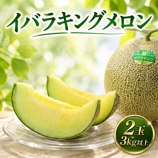 【2027年先行予約】 イバラキングメロン 2玉 計3kg以上 青肉メロン