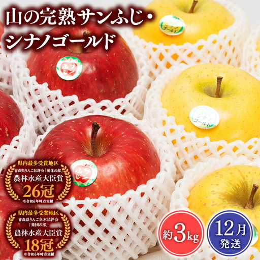 りんご 山の完熟サンふじ・シナノゴールド約3kg  [hi-0010-012]