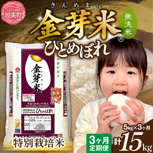 【新米予約】金芽米 定期便5kg×3回 金芽米