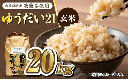 栽培期間中農薬不使用 令和7年産米 ゆうだい21 玄米 20kg/鶴ノ原北川農園[UDL026] 米 玄米