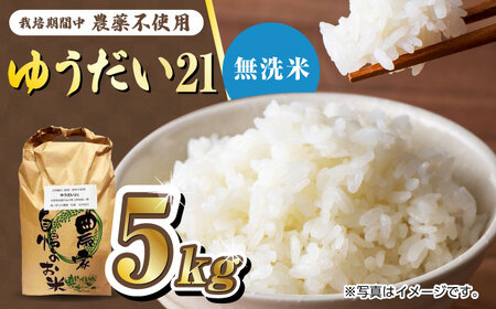 栽培期間中農薬不使用 令和7年産米 ゆうだい21 無洗米 5kg/鶴ノ原北川農園[UDL027] 米 無洗米