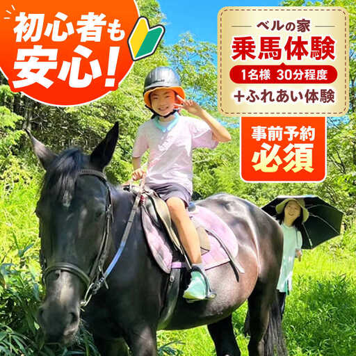 乗馬体験券(ふれあい、30分程度の乗馬)1名分 チケット / 恵那市 / ベルの家 [AUCN001]