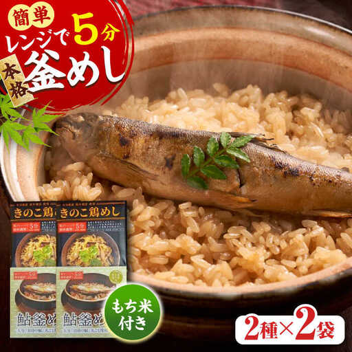 [最短1週間以内発送][レンジで簡単]釜めし2種セット 鮎釜めし・鶏めし 各130g×2 もち米 120g×4 あゆ 鶏 日田市 釜めし[ARAG002]