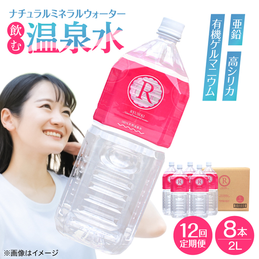 【全12回定期便】天然温泉水 RYUSEKI 2L×8本 温泉水 [ARCD003]