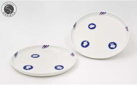 有田焼 月見うさぎ ペア楕円プレート【深川製磁】食器 器 うつわ 染付 2枚 セット aa018