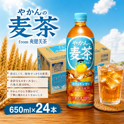 麦茶 やかんの麦茶 650ml × 24本 1ケース