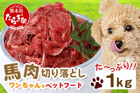 ペット用 熊本加工 馬肉 切り落とし 【1kg】 ドッグ フード 無添加 無香料 ヘルシー 高栄養 馬刺し 1キロ お肉専門店 熊本県 冷凍 国内加工 041-0501