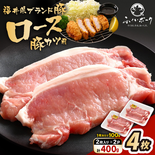 【ブランド豚】ふくいポーク 100g × 4枚 合計400g（2枚入 × 2p）国産豚肉 冷凍 カツ [e02-a040]