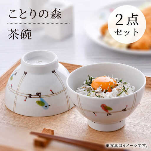 【波佐見焼】ことりの森 茶碗 ペアセット【まるしん】[WD38]