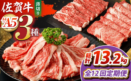 【全12回定期便】佐賀牛薄切りセット（モモ/カタ赤身/ロース）【吉祥】 HCW008 赤身