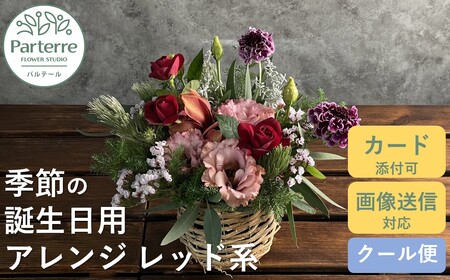 [ 誕生日に贈る]季節 の フラワーアレンジメント Birthday [ レッド 系 ] 岩手県 北上市 C0212-RD ( パルテール ) 花 観賞用 アレンジ プレゼント ギフト 誕生日 お祝い クリスマス 卒業 入学 バレンタインデー ホワイトデー 贈答 父の日 敬老の日 感謝 退院 快気祝い プロポーズ ご褒美 生花 季節の花 赤 白 黄色 ピンク オレンジ 青 紫 寄せ植え 鉢植え ガーデニング 庭 玄関 リビング 部屋 客間 オフィス 開店祝い 周年 退職 就職祝い 還暦 成人 記念日 
