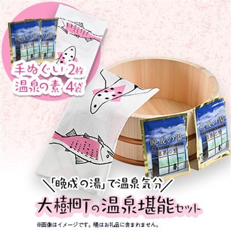 大樹町の温泉堪能セット(大樹の手ぬぐい2枚＆晩成温泉の素4袋)_雑貨     雑貨・日用品  タオル _【1552393】