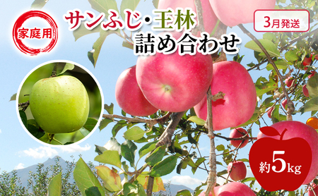 りんご 【 3月発送 】 糖度13度～家庭用 サンふじ ・ 王林 詰め合わせ 約 5kg