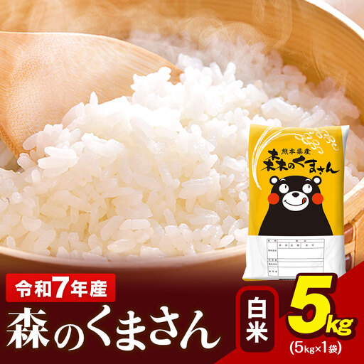  令和7年産 森のくまさん 5kg × 1袋  白米 熊本県産 単一原料米 森くま《1-5日以内に出荷予定(土日祝除く)》｜人気米 熊本県産米 お米 生活応援米