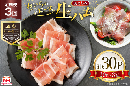 生ハム 3回 定期便 おいらの生ハム ロース27g 計30p セット