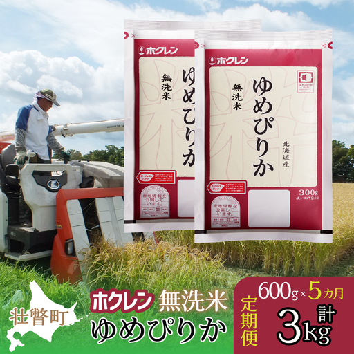 【令和7年産米】【5ヶ月定期配送】（無洗米600g）ホクレンゆめぴりか SBTD154