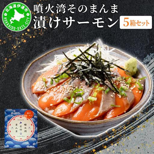 [5525-1120]噴火湾そのまんま 漬けサーモン(わさび・醤油・海苔付き)5箱 旬菜一鮮 だて大和屋 厳選 魚介 海鮮 刺身 刺し身 小分け 新鮮 魚介類 魚貝類 加工食品 贈答 ギフト 贈り物 ご褒美