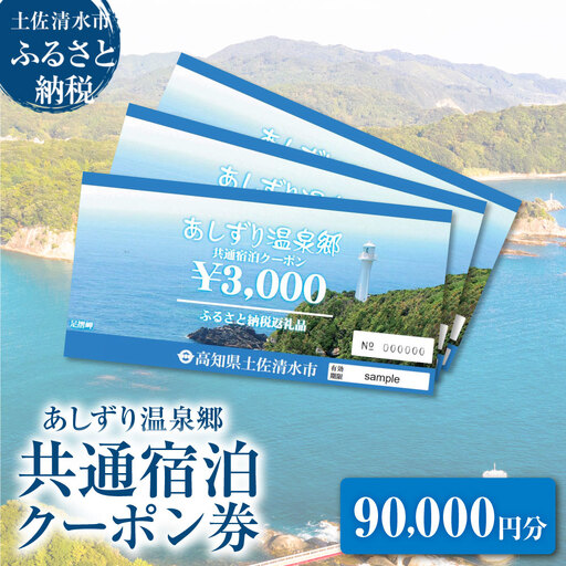 共通宿泊クーポン券 あしずり温泉郷 90,000円分[共通宿泊クーポン券][R01319]