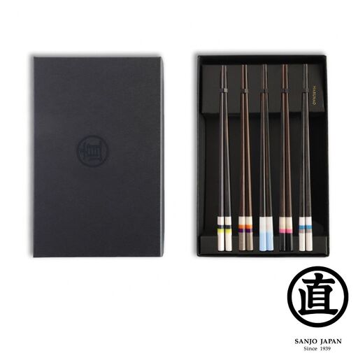 旅する箸5膳セット 23cm 箸セット 家族用 来客用 黒檀 高級 贈答用 燕三条製 [マルナオ]