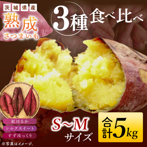 【先行予約】熟成さつまいも 3種食べ比べセット 合計5kg 詰め合わせ（紅はるか・シルクスイート・すずほっくり）【10月中旬より順次発送予定】 ｜ 茨城県 大子町 サツマイモ べにはるか 焼き芋 ホクホク 野菜 数量限定 秋 旬 産地直送(CH002)