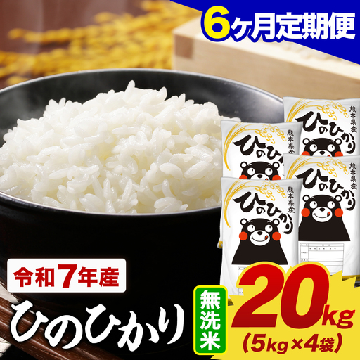 【6ヶ月定期便】令和7年産 無洗米 ひのひかり 定期便 20kg(5kg×4袋)《お申し込みの翌月から出荷》