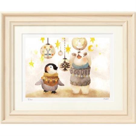 イラスト作家「菜生」アートフレーム〈きらきらクリスマス〉ぺん＆くま_雑貨・日用品  家具・インテリア _【1569233】
