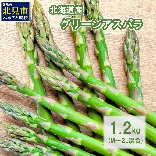 [予約:2027年5月中旬から順次発送][朝採れ直送!]北海道の露地グリーンアスパラ 1.2kg M〜2L混合サイズ ( アスパラガス グリーン 北海道 オホーツク 甘い 旬 サラダ 肉巻き) [172-0002-2027]