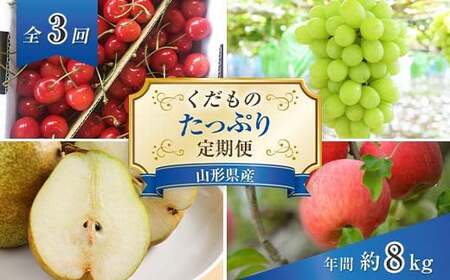 【令和9年産先行予約】 《定期便3回》 くだもの”たっぷり”定期便 『南陽中央青果市場』 山形県 南陽市 [1970-R9]