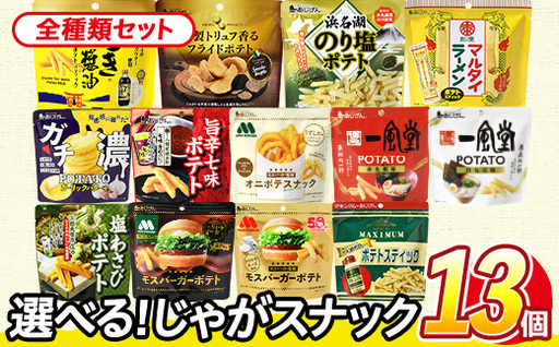 ＜訳あり＞ 訳アリ じゃがスナック 【アソート・全種類セット】 (13袋・1袋最大50g) 簡易梱包 お菓子 おかし おつまみ 常温 ポテト モスバーガー 照焼 わさび 七味 マキシマム ガーリック バター 一風堂 オニポテ 食べ比べ 【man227-A】【味源】