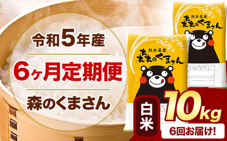 令和5年産 森のくまさん 【6ヶ月定期便】 白米 《お申込み月の翌月から出荷開始》 10kg (5kg×2袋)  計6回お届け 熊本県産 単一原料米 森くま 熊本県 御船町 st-p