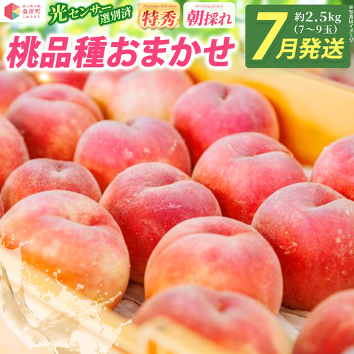 もも【2027年産7月発送／品種おまかせ】特秀2.5kg（7～9玉）桑折町振興公社　【07301-0232】