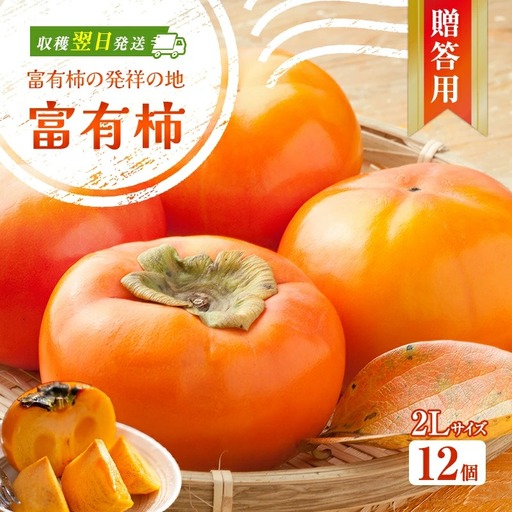 富有柿発祥の地から収穫翌日発送！【贈答用】富有柿 2Lサイズ 12個 | かき フルーツ カキ 果物 くだもの ※2026年11月～発送