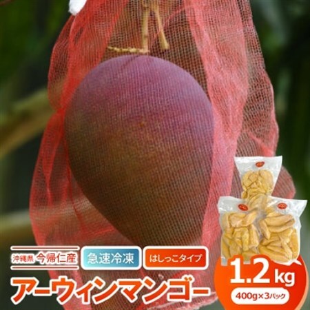 [急速冷凍・はしっこタイプ]今帰仁産のアーウィンマンゴー1.2kg(400g×3P)[配送不可地域:離島]
