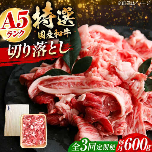 【全3回定期便】国産和牛切落し 600g[AOAI023] 牛肉切り落とし