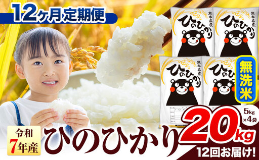 12ヶ月定期便 R7年産 無洗米 ひのひかり 20kg