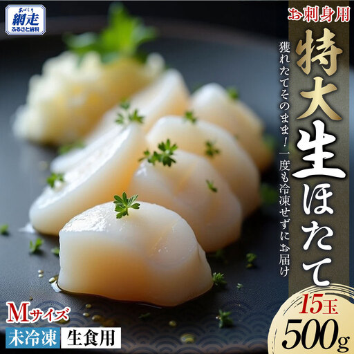 【先行予約】大玉「生」ほたて 500g（15～18玉）（令和7年12月1日より順次発送） ABAE008