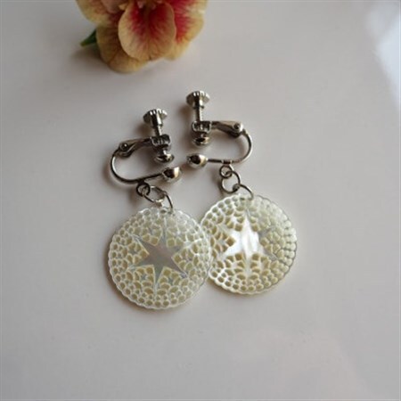 白蝶貝「ベツレヘムパール風」イヤリング_装飾品・工芸品 ピアス・イヤリング アクセサリー _