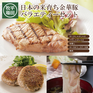 SC0550　【平田牧場】日本の米育ち 金華豚 バラエティーセット　計1140g(ロースしゃぶしゃぶ 200g バラしゃぶしゃぶ 200g 切落し 300g 挽肉 240g ロースかつ・ステーキ用 100g×2)