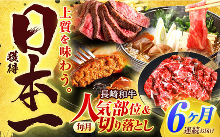 【全6回定期便】長崎和牛 切り落とし＋人気部位 セット 総計約8kg[OCD022]