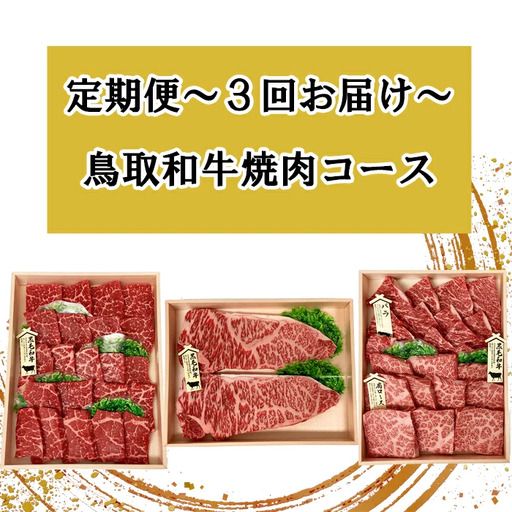 [3回定期便]鳥取和牛 焼肉コース[やきにく 焼き肉 焼肉 モモ サーロイン ステーキ バラ 肩ロース 定期 3回 頒布会 コース ご自宅用 お取り寄せ グルメ プレゼント 冷凍]