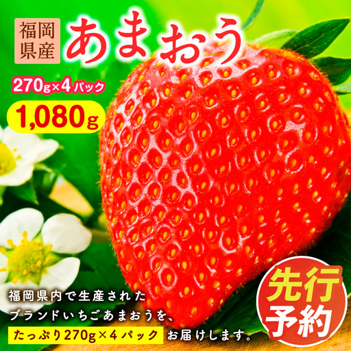 福岡県産 あまおう 約270g×4パック 合計約1080g 【2027年2月上旬～4月上旬までに発送】 いちご ブランド