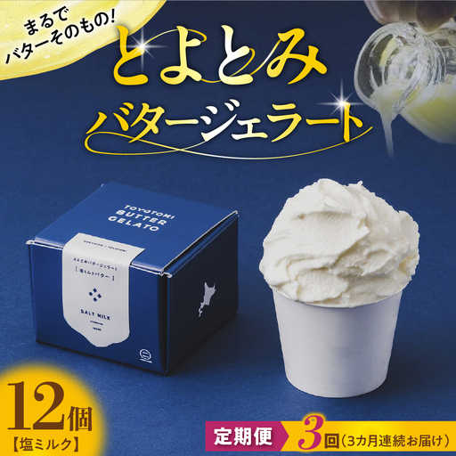 【定期便 3か月】とよとみバタージェラート 塩ミルク 12個セット