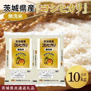 【茨城県共通返礼品】令和7年産 茨城県産 無洗米コシヒカリ10kg（5kg×2袋）【お米 米 こしひかり ごはん 茨城県】（03-52-1）