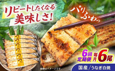 【6回定期便】【諫早淡水】うなぎ白焼き6尾  / うなぎ 白焼き 栄養価 小分け 冷凍 / 諫早市 / 諫早淡水 [AHAT052]