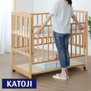 ミニベッド ツーオープン(ナチュラル)｜カトージ KATOJI ブランド 子育て 子ども お昼寝 おしゃれ かわいい 赤ちゃん ベビー ベビーベッド ベッド 赤ちゃん用ベッド 家具 ハイタイプ 日本製 ミニ 小さい コンパクト 寝具 キャスター 木目 ナチュラル 自然 [0464]
