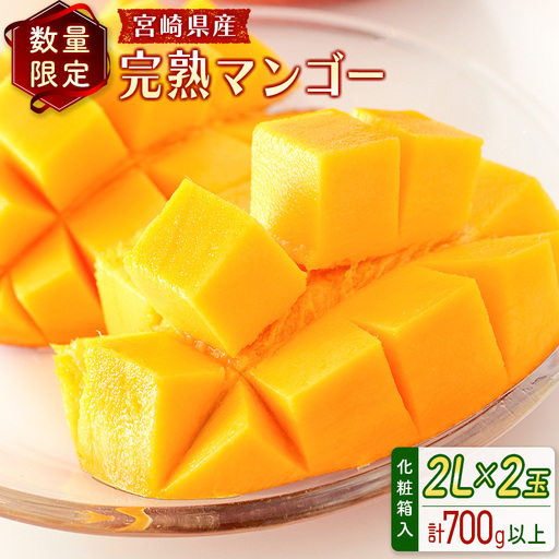 2027年出荷 宮崎 完熟マンゴー2L×2玉 計700g以上 C355-27