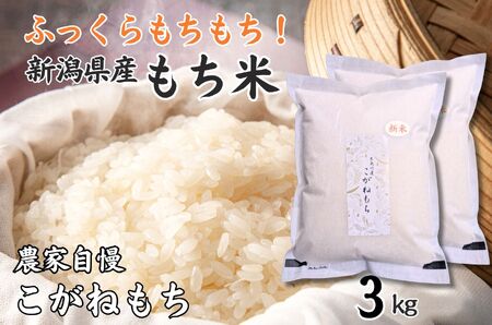 もち米『こがねもち』 3kg  (約2升) 新潟県産 【令和7年産】つやつやモチモチ もち米ならではの芳醇な香り 百姓や伝六 1等米【もち米 餅 赤飯 おこわ ふるさと納税 米 ブランド米 黄金餅 もち米 2025年産】