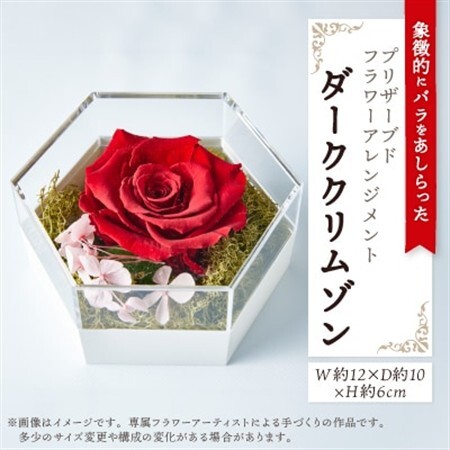 【プレミアム大輪ローズ】モダンプリザーブドフラワーアレンジメント「ダーククリムゾン」_花・観葉植物 造花・プリザーブドフラワー 花 _【1578553】